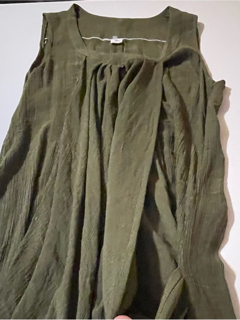 Olive Green Sleeveless Pleated Tunic dress